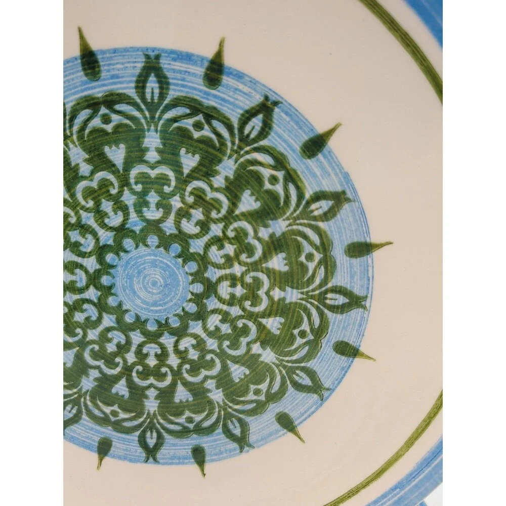 Vtg Royal Ironstone Cavalier Blue & Green Floral Dinner Plates Set Of 4 USA